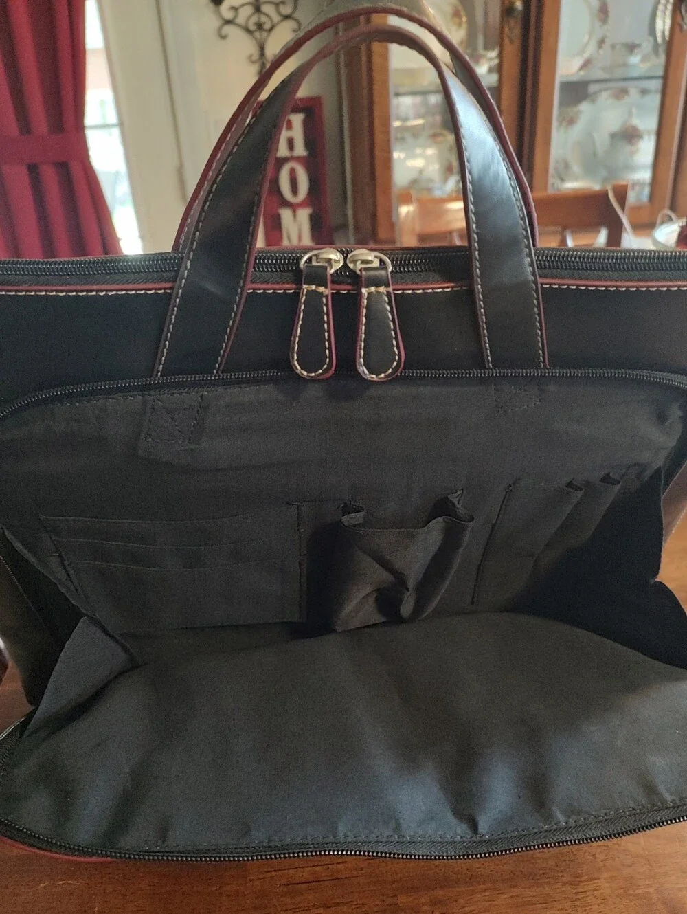 Black Leather Briefcase Shoulder Laptop Bag